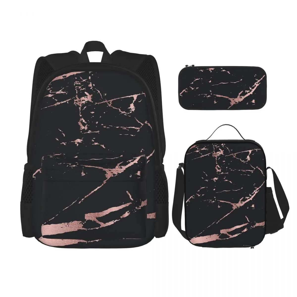 Black And Rose-Gold Marble Backpacks Boys Girls Bookbag Children School Bags Kids Rucksack Lunch Bag Pen Bag Three-Piece Set
Black And Rose-Gold Marble Backpacks Boys Girls Bookbag Children School Bags Kids Rucksack Lunch Bag Pen Bag Three-Piece Set