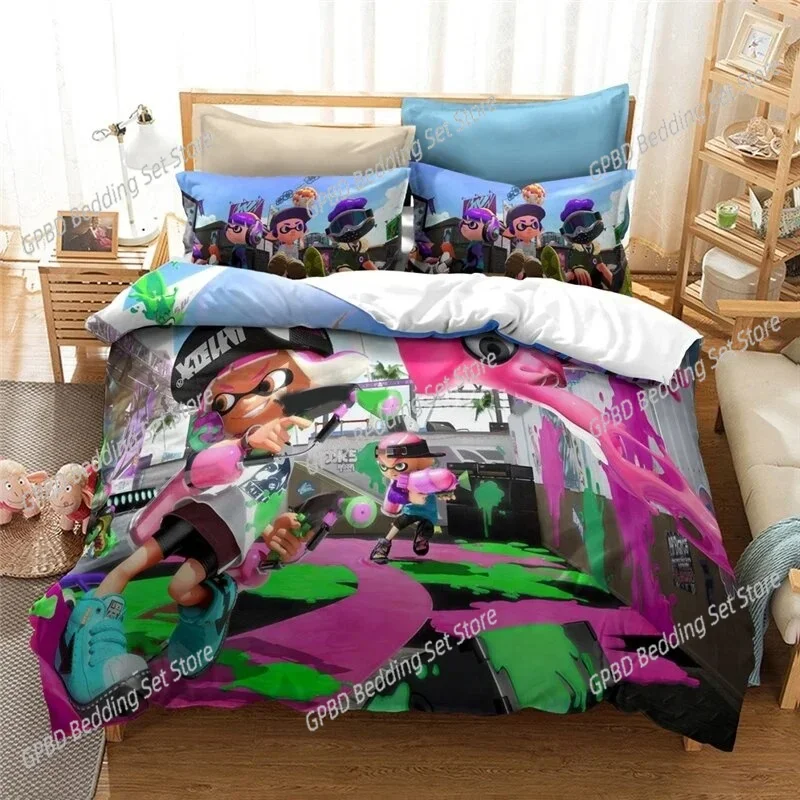 3D Print Popular Splatoons Game Comfortable Duvet Quilt Cover Pillowcase Bedding Set Children Bedroom Decoration Home Textile
3D Print Popular Splatoons Game Comfortable Duvet Quilt Cover Pillowcase Bedding Set Children Bedroom Decoration Home Textile