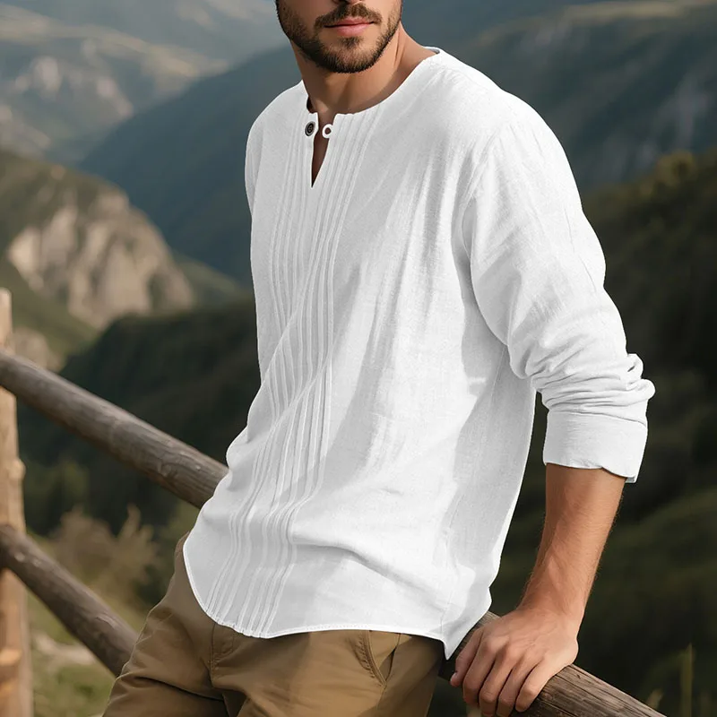 Men's Casual Long Sleeve round Neck Linen Design Shirt Sports Henry Top Pure Color Autumn Winter New Style Comfortable Fit
Men's Casual Long Sleeve round Neck Linen Design Shirt Sports Henry Top Pure Color Autumn Winter New Style Comfortable Fit