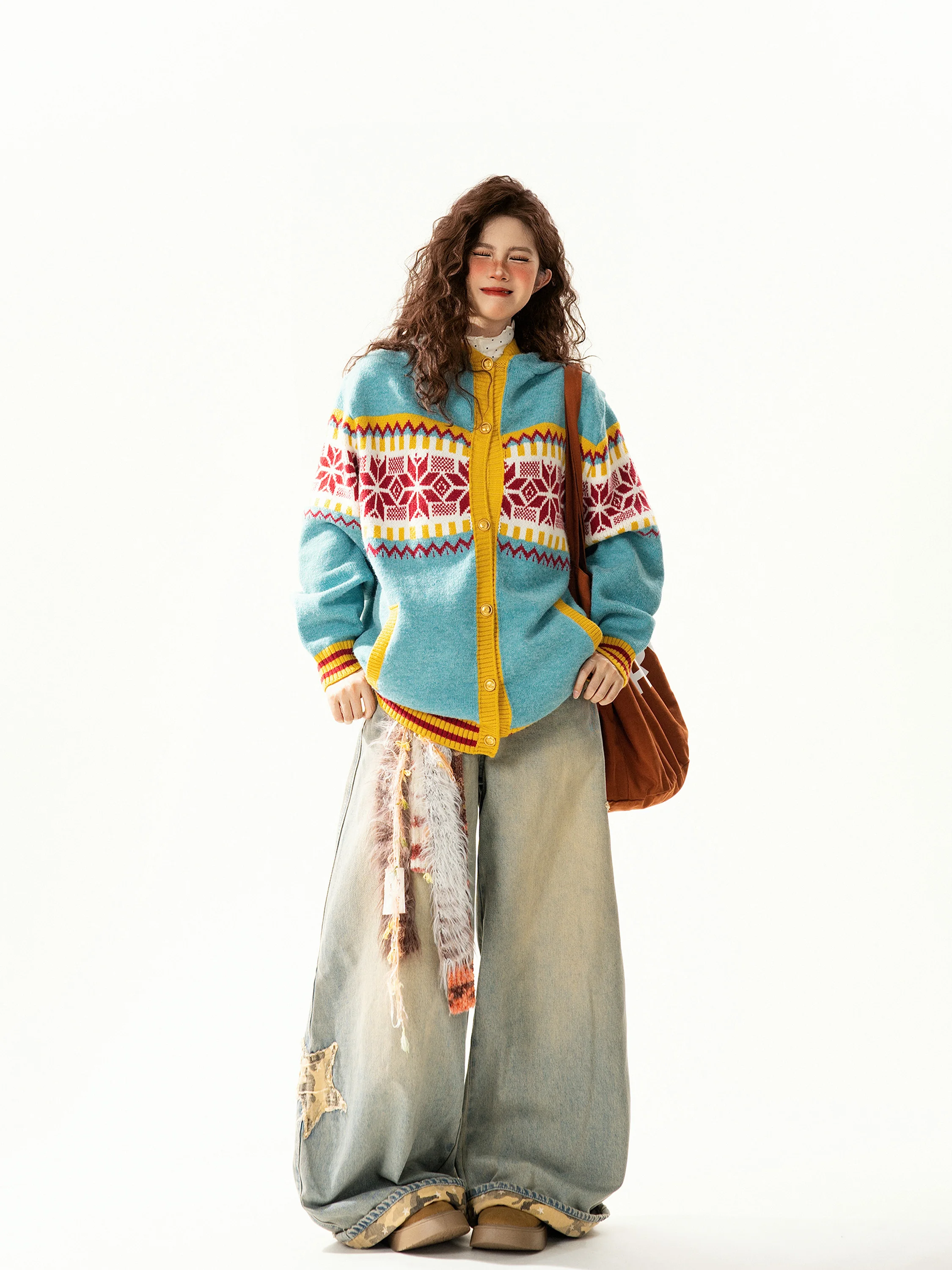 Ретро американский открытый кардиган с капюшоном Fair Isle, женский свободный универсальный вязаный джемпер для ленивых, осенне-зимний уличный джемпер...
Ретро американский открытый кардиган с капюшоном Fair Isle, женский свободный универсальный вязаный джемпер для ленивых, осенне-зимний уличный джемпер...