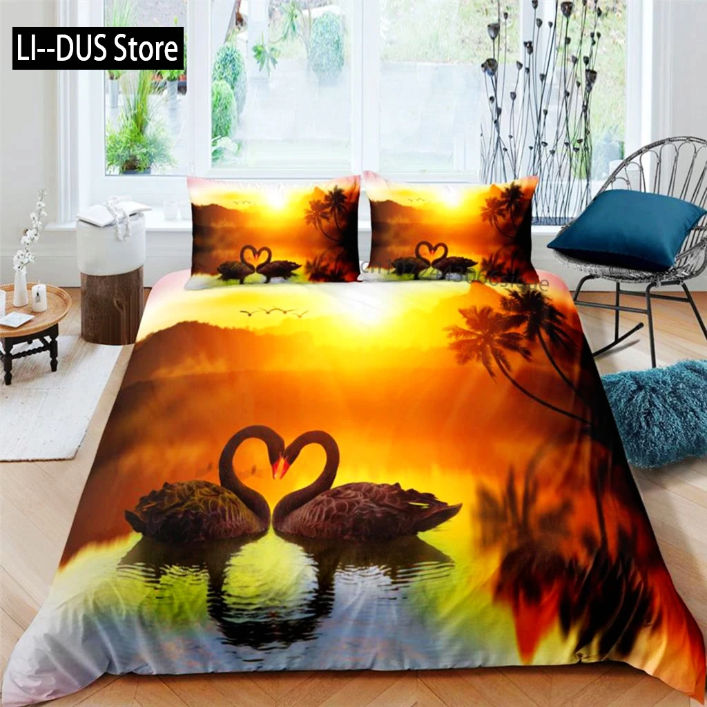 Swan Duvet Cover Set Black Swan Lake Comforter Cover Microfiber Twin Size Bedding Set For Kids Teen King Size 2/3pcs Quilt Cover
Swan Duvet Cover Set Black Swan Lake Comforter Cover Microfiber Twin Size Bedding Set For Kids Teen King Size 2/3pcs Quilt Cover