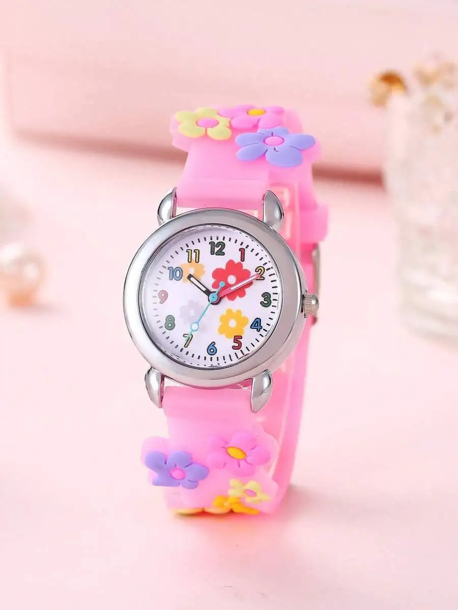 Детские кварцевые часы с розовым силиконовым ремешком и цветочным узором, круглый циферблат, для повседневного ношения
Детские кварцевые часы с розовым силиконовым ремешком и цветочным узором, круглый циферблат, для повседневного ношения