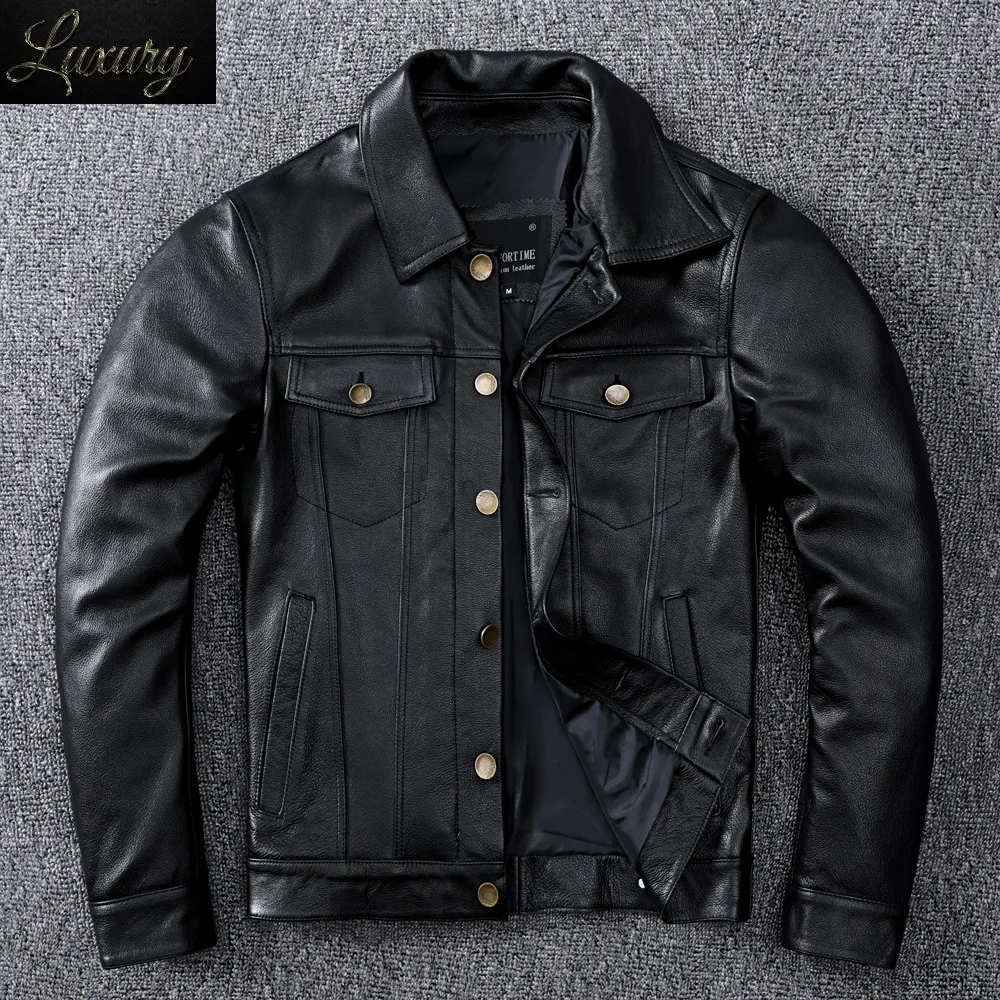 Spring Denim Genuine Leather Jacket Classic Slim Cowhide Button Coat Plus Size 5XL Mens Fashion Clothing
Spring Denim Genuine Leather Jacket Classic Slim Cowhide Button Coat Plus Size 5XL Mens Fashion Clothing