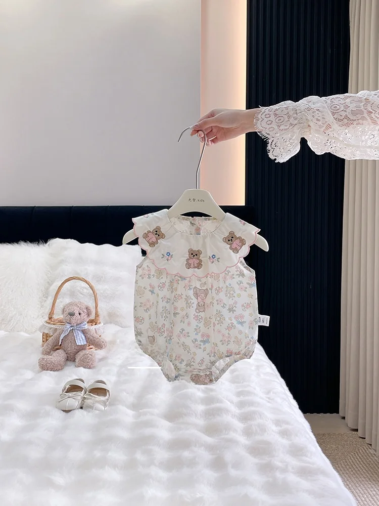 Летняя одежда для новорожденных: корейский стиль, милый комбинезон с медведем для девочек, тонкий хлопковый боди, комплект из чистого хлопка для малышей
Летняя одежда для новорожденных: корейский стиль, милый комбинезон с медведем для девочек, тонкий хлопковый боди, комплект из чистого хлопка для малышей