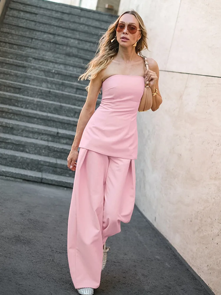 BKLD Two Piece Outfits For Women 2025 New Summer Clothes Solid Color Backless Strapless Tops Wide Leg Pants Sets Party Clubwear
BKLD Two Piece Outfits For Women 2025 New Summer Clothes Solid Color Backless Strapless Tops Wide Leg Pants Sets Party Clubwear