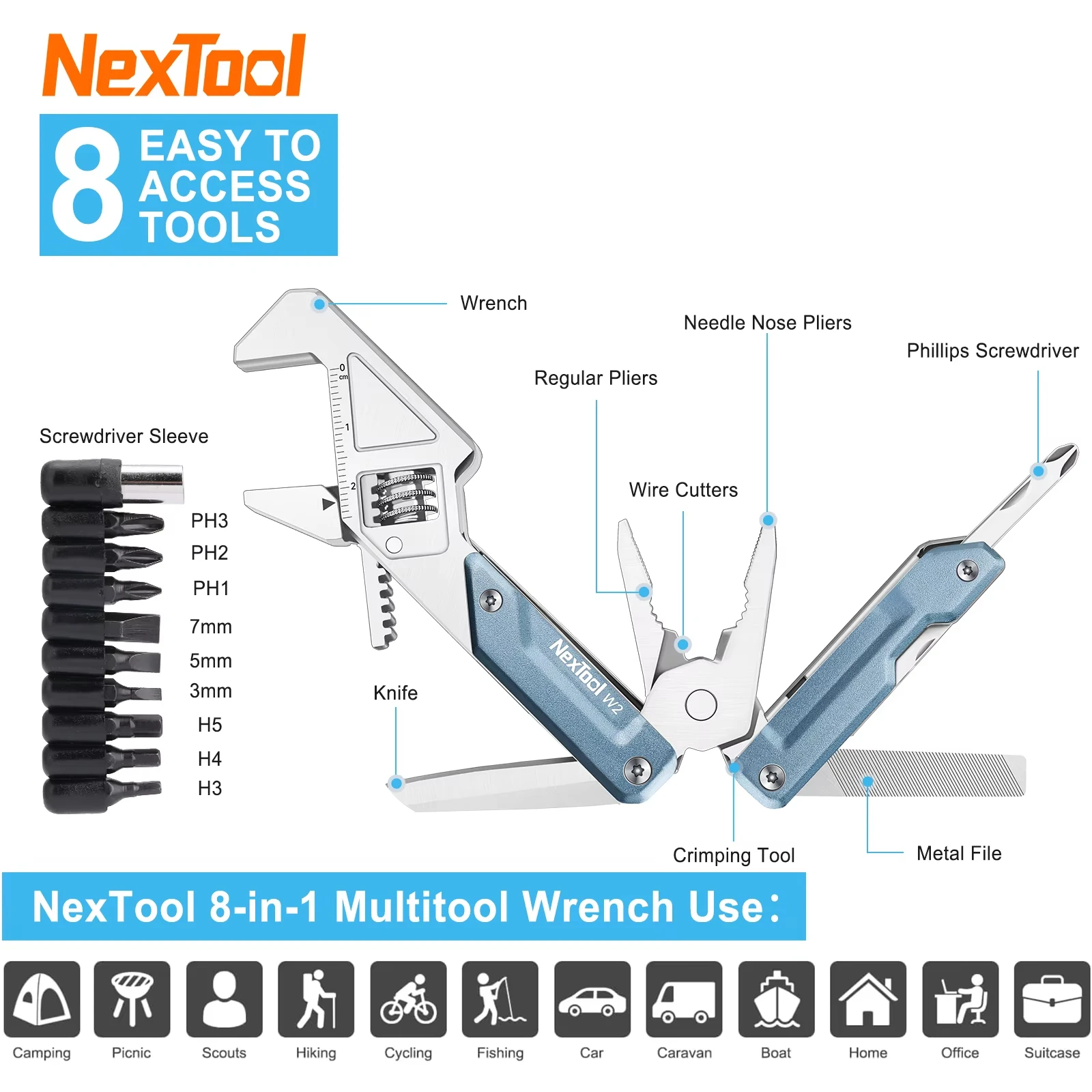 NexTool Light Wrench W2 Multitool Folding Pliers Large Spanner Screwdriver Portable EDC Home Repair Maintenance Tools
NexTool Light Wrench W2 Multitool Folding Pliers Large Spanner Screwdriver Portable EDC Home Repair Maintenance Tools