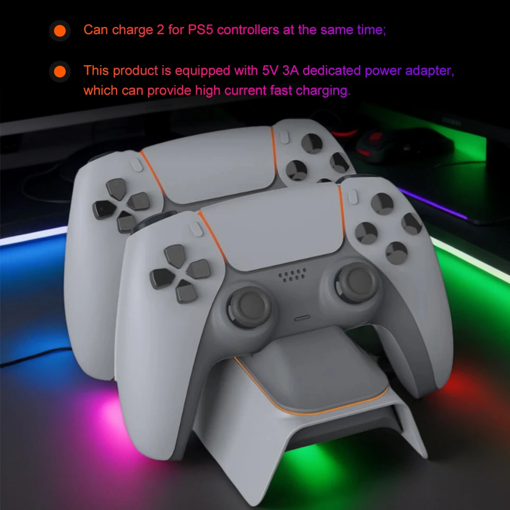 Dual Fast Charger for PS5 Wireless Controller Stand with Light Controller Charger Station Charging Cradle Dock for PlayStation5
Dual Fast Charger for PS5 Wireless Controller Stand with Light Controller Charger Station Charging Cradle Dock for PlayStation5
