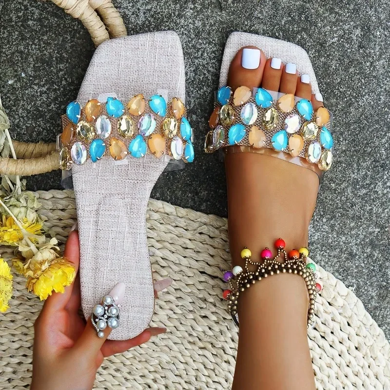 2025 Colorful Rhinestone Shoes Ladies Summer Open Toe Slippers Thicken Soled Flats Sandals Women Rivet Slides Casual Slip
2025 Colorful Rhinestone Shoes Ladies Summer Open Toe Slippers Thicken Soled Flats Sandals Women Rivet Slides Casual Slip