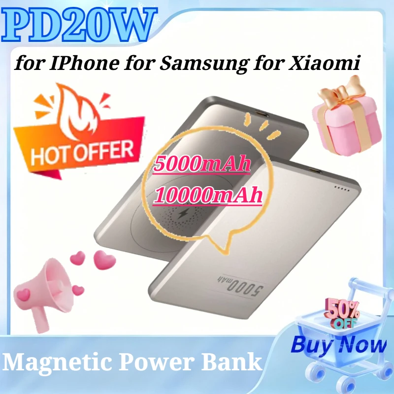 5000/10000mAh Magnetic Power Bank Ultra Slim Fast Charging Back Clip Battery Portable Charger for IPhone for Samsung for Xiaomi
5000/10000mAh Magnetic Power Bank Ultra Slim Fast Charging Back Clip Battery Portable Charger for IPhone for Samsung for Xiaomi