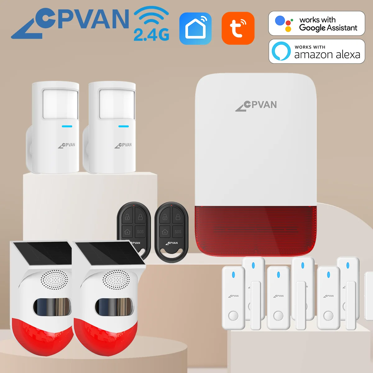 CPVAN Wireless WIFI Smart Tuya Indoor/Outdoor Siren 120dB Waterproof Built-in 5000mAh Battery for Home Security Alarm
CPVAN Wireless WIFI Smart Tuya Indoor/Outdoor Siren 120dB Waterproof Built-in 5000mAh Battery for Home Security Alarm