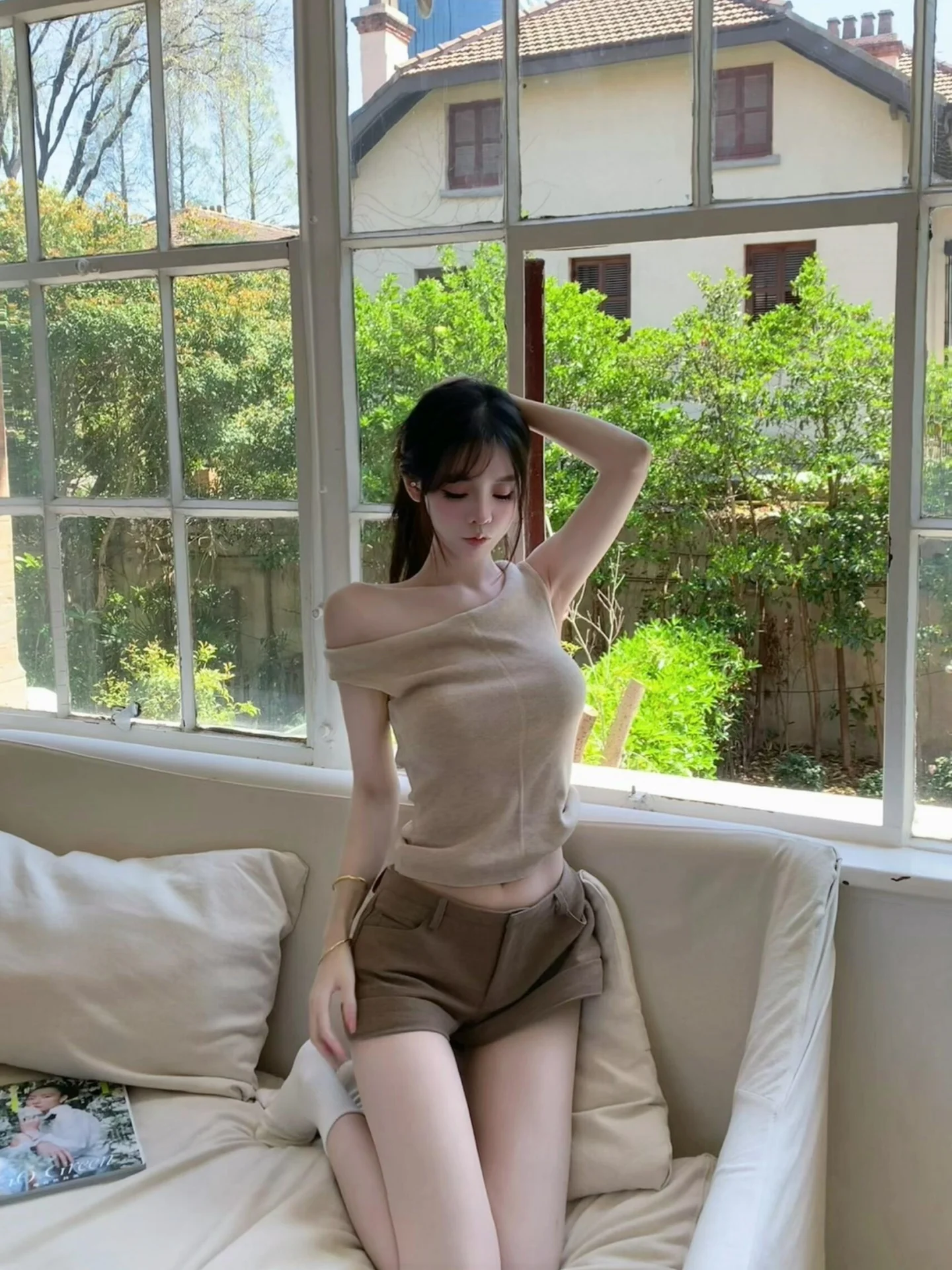 Korean Style Short Sleeve Knitted Shoulder Bared Slim Fit Summer T Shirt for Women Unique Beautiful Pure Desire Fashion Top
Korean Style Short Sleeve Knitted Shoulder Bared Slim Fit Summer T Shirt for Women Unique Beautiful Pure Desire Fashion Top