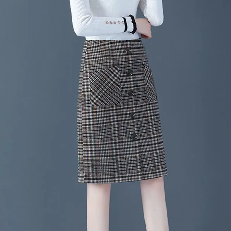 High Waist A-Line Autumn Winter Plaid Woolen Skirt Women's Faion plus Size Commute Sle Button Detail Casual Print
High Waist A-Line Autumn Winter Plaid Woolen Skirt Women's Faion plus Size Commute Sle Button Detail Casual Print