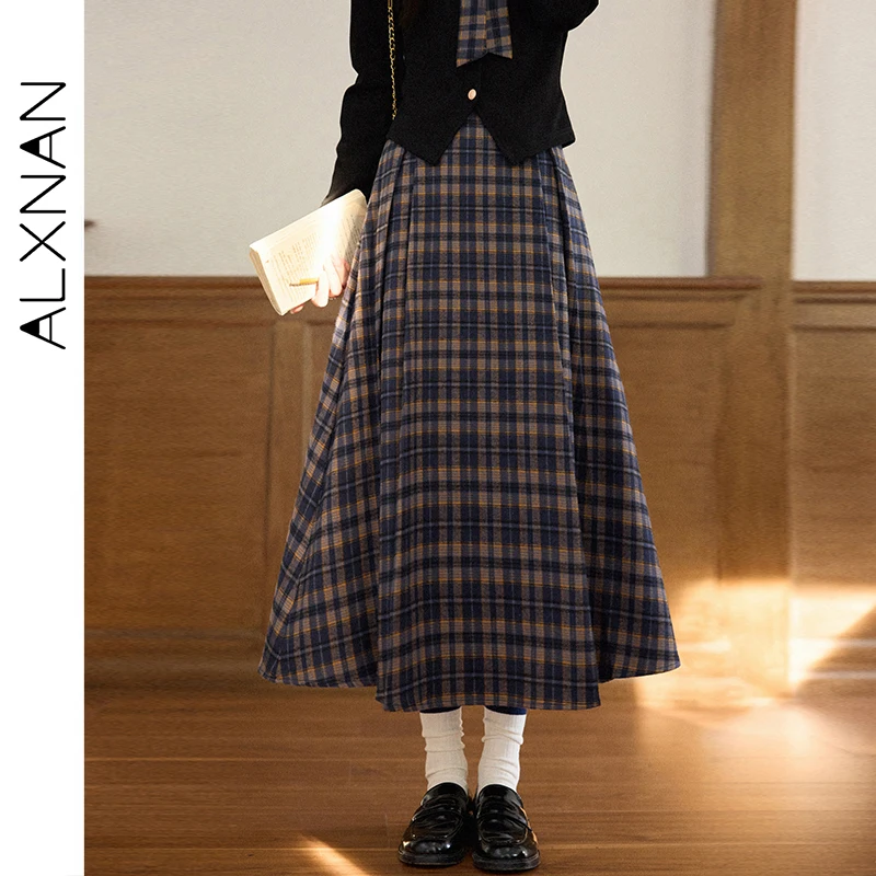 ALXNAN Long Plaid Skirt Women Navy Blue A-line Pleated Office Lady Skirt 2025 Trend Autumn Winter Elegant Female Clothing L56907
ALXNAN Long Plaid Skirt Women Navy Blue A-line Pleated Office Lady Skirt 2025 Trend Autumn Winter Elegant Female Clothing L56907