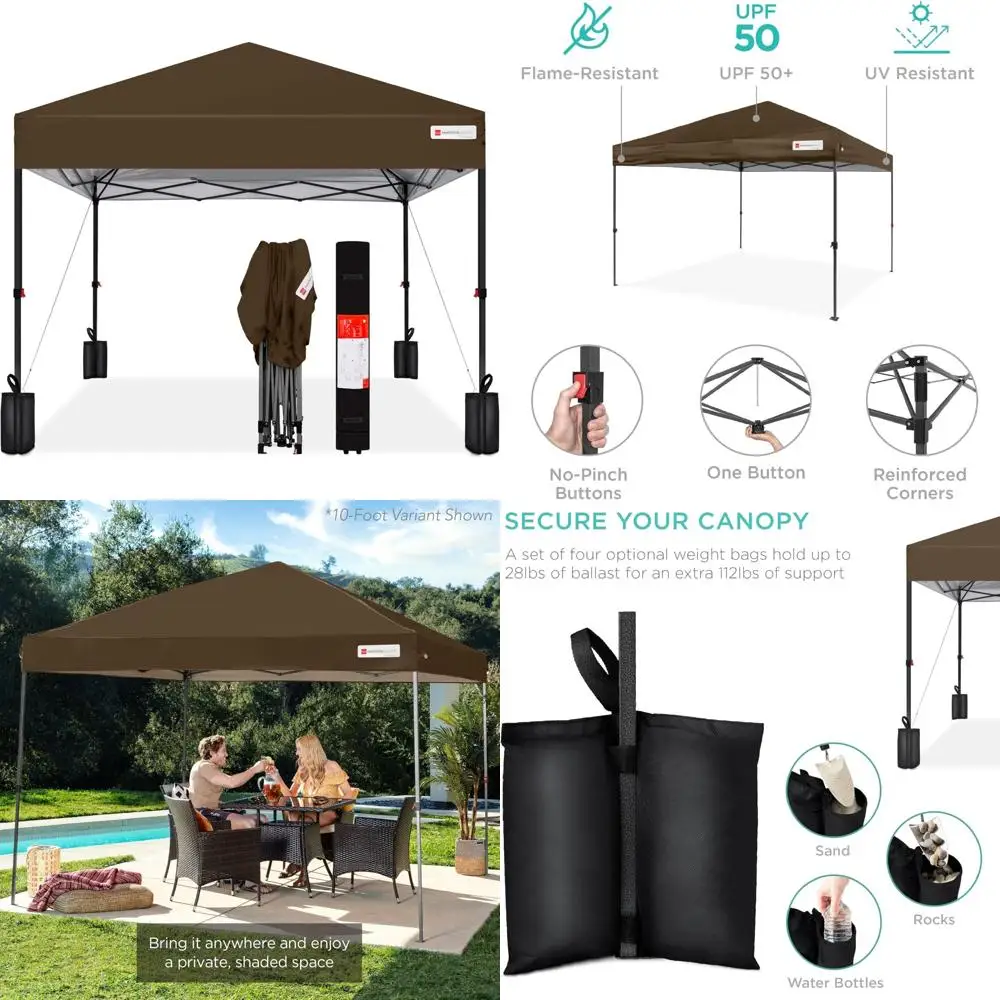 Portable Instant Canopy Tent 8x8ft for 1 Person with Easy Setup, Carrying Case, and 4 Weight Bags - Outdoor Shelter
Portable Instant Canopy Tent 8x8ft for 1 Person with Easy Setup, Carrying Case, and 4 Weight Bags - Outdoor Shelter