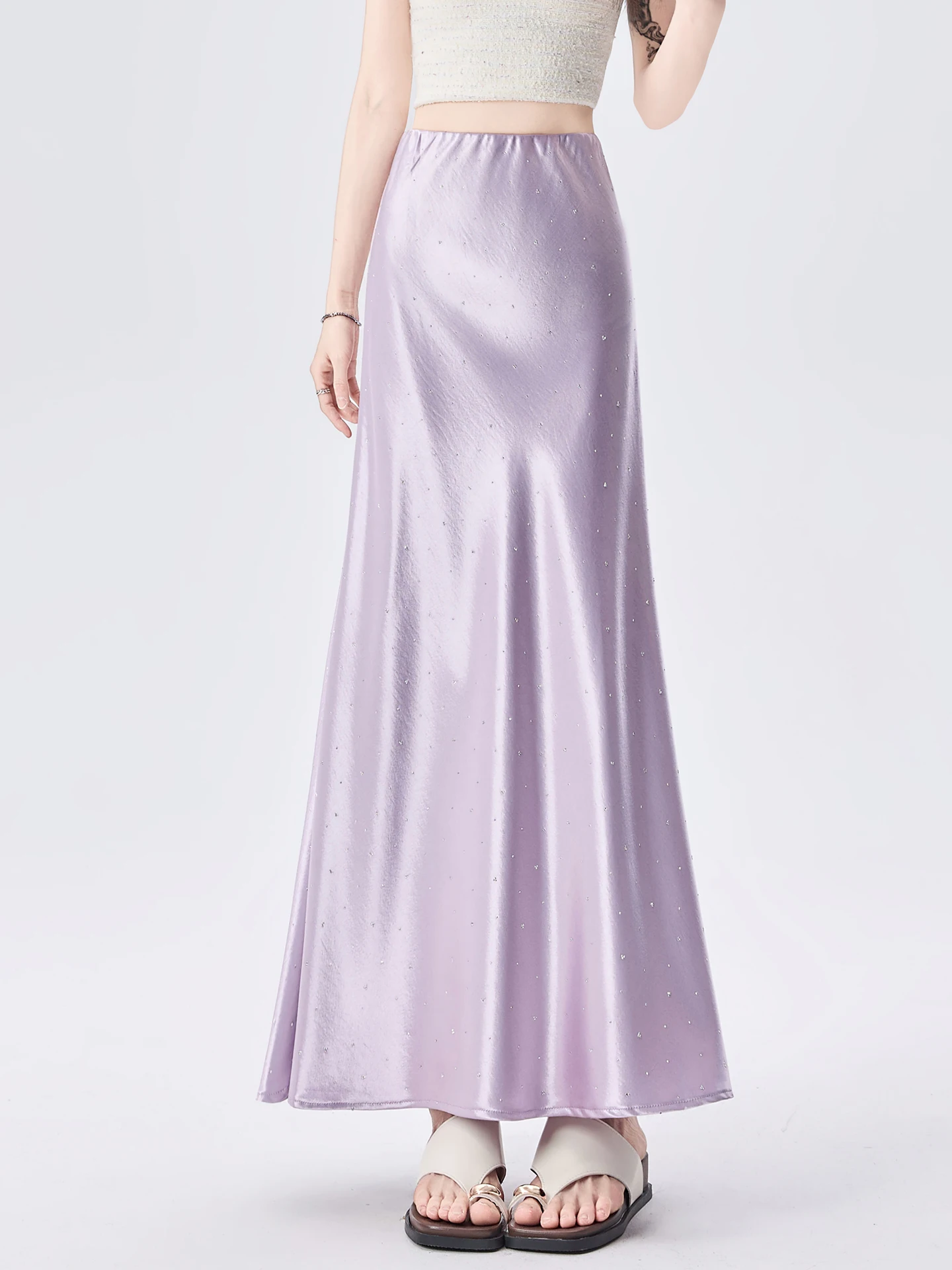 Stunning Purple Sequin Half Skirt Women's High Waist A-Line Wrap Body Satin Fish Tail Skirt Summer Commute Korean Style
Stunning Purple Sequin Half Skirt Women's High Waist A-Line Wrap Body Satin Fish Tail Skirt Summer Commute Korean Style