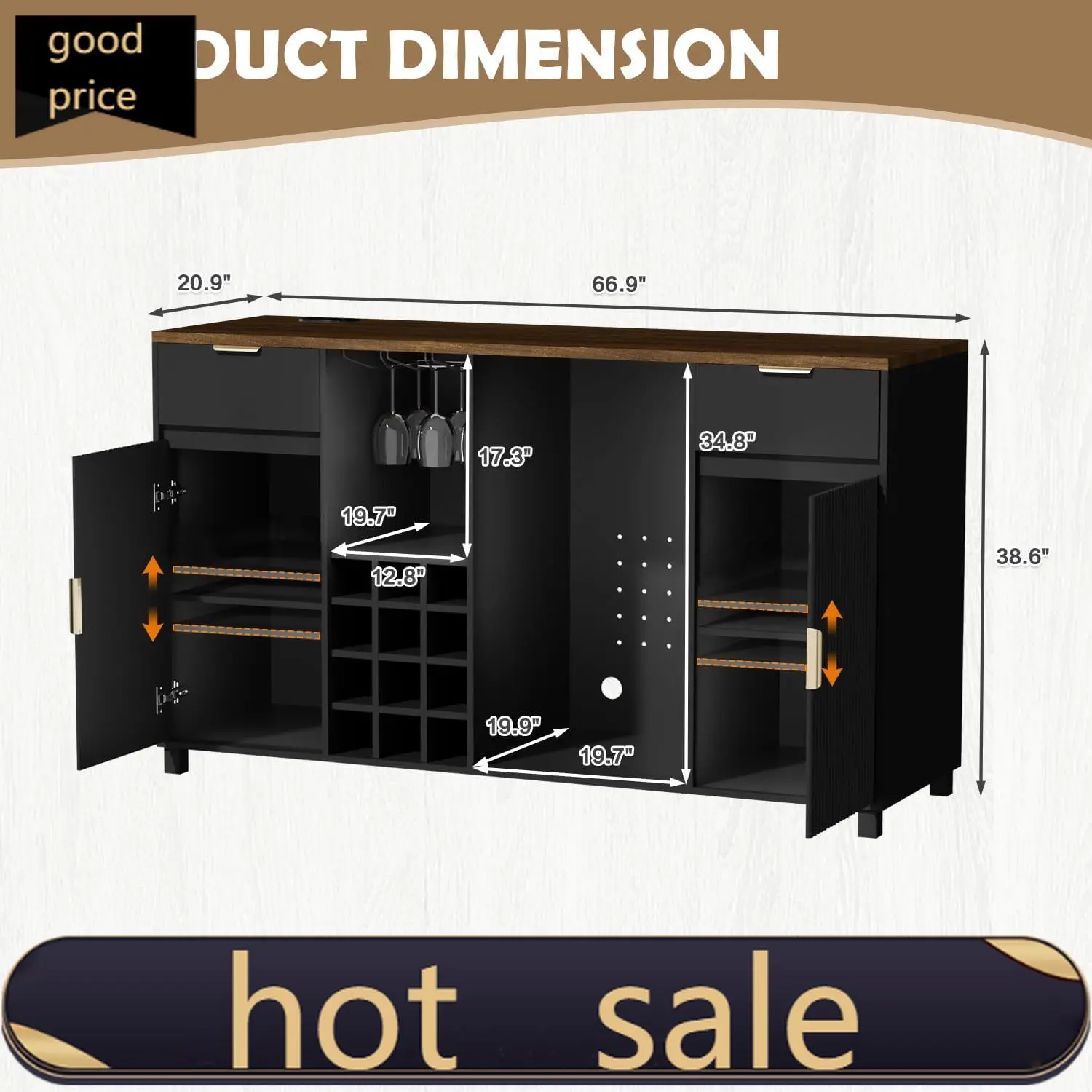 Large Coffee Bar Cabinet with Fridge Space, Fridge Cabinet with Fluted Door and Adjustable Shelf, Wine Liquor Cabinet with Rack,
Large Coffee Bar Cabinet with Fridge Space, Fridge Cabinet with Fluted Door and Adjustable Shelf, Wine Liquor Cabinet with Rack,