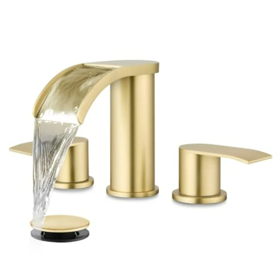 Bathroom sink faucet set for 3-hole vanity brushed gold finish round body 8-inch widespread 2-handle deck mount with pop-up dra
Bathroom sink faucet set for 3-hole vanity brushed gold finish round body 8-inch widespread 2-handle deck mount with pop-up dra