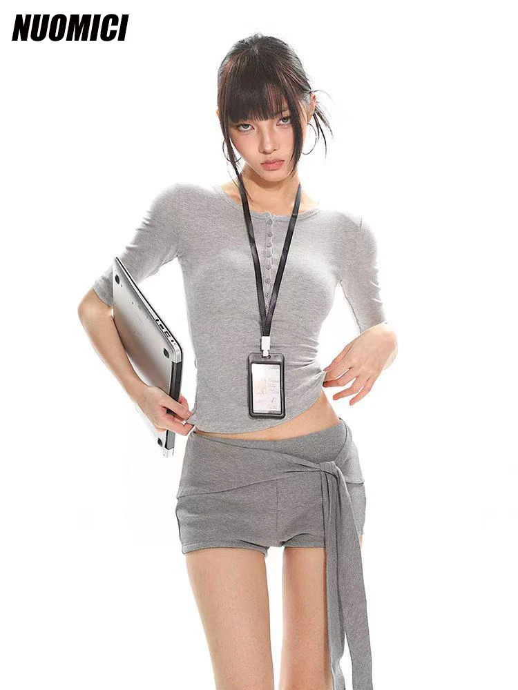 NUOMICI Black/Gray V-neck Short Sleeve T-shirt Autumn Women's Clothing Mid-Long Sleeve Sexy Slim Fit Elegant Knitted Top Popular
NUOMICI Black/Gray V-neck Short Sleeve T-shirt Autumn Women's Clothing Mid-Long Sleeve Sexy Slim Fit Elegant Knitted Top Popular