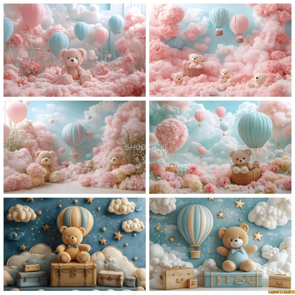 Newborn Baby Shower Birthday Party Backdrop Pink Blue Toy Bear Hot Air Balloon Cloud Boys Girls Birthday Photography Background
Newborn Baby Shower Birthday Party Backdrop Pink Blue Toy Bear Hot Air Balloon Cloud Boys Girls Birthday Photography Background