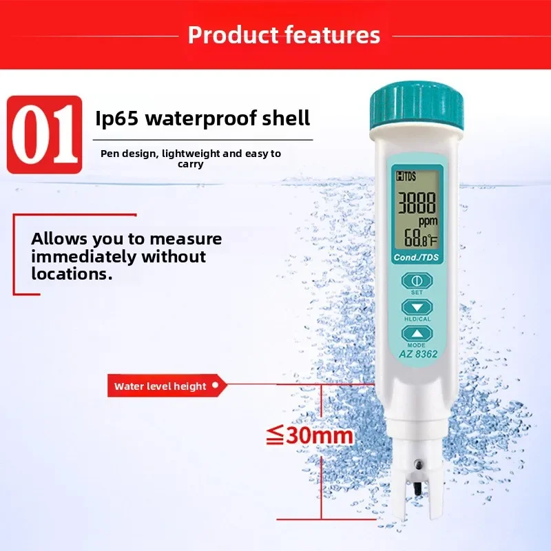 NEW AZ8362 Conductivity Tester High Precision Conductivity Tester TDS Water Quality Testing Pen Tester
NEW AZ8362 Conductivity Tester High Precision Conductivity Tester TDS Water Quality Testing Pen Tester
