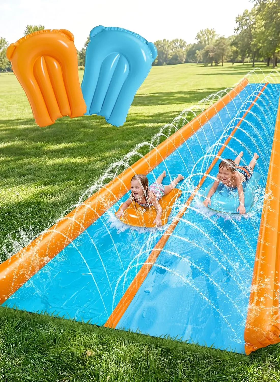 25ft x 6ft Heavy Duty Water Slide with Sprinkler and Inflatable Boards for Outdoor Summer Fun
25ft x 6ft Heavy Duty Water Slide with Sprinkler and Inflatable Boards for Outdoor Summer Fun