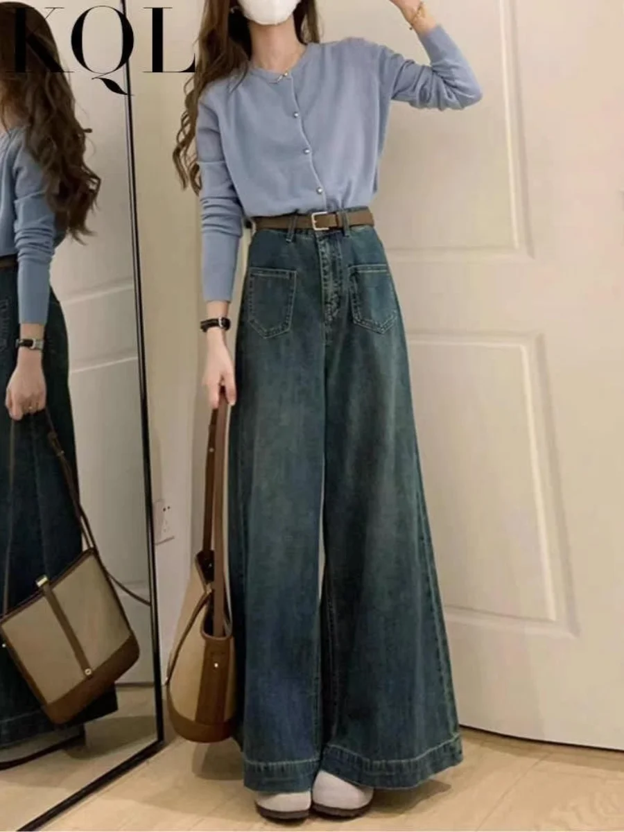 High Waist Wide Leg Denim Jeans Women Loose Fit Pear Shape Body Retro Style Spring Autumn plus Size Slimming Floor Length Pants
High Waist Wide Leg Denim Jeans Women Loose Fit Pear Shape Body Retro Style Spring Autumn plus Size Slimming Floor Length Pants