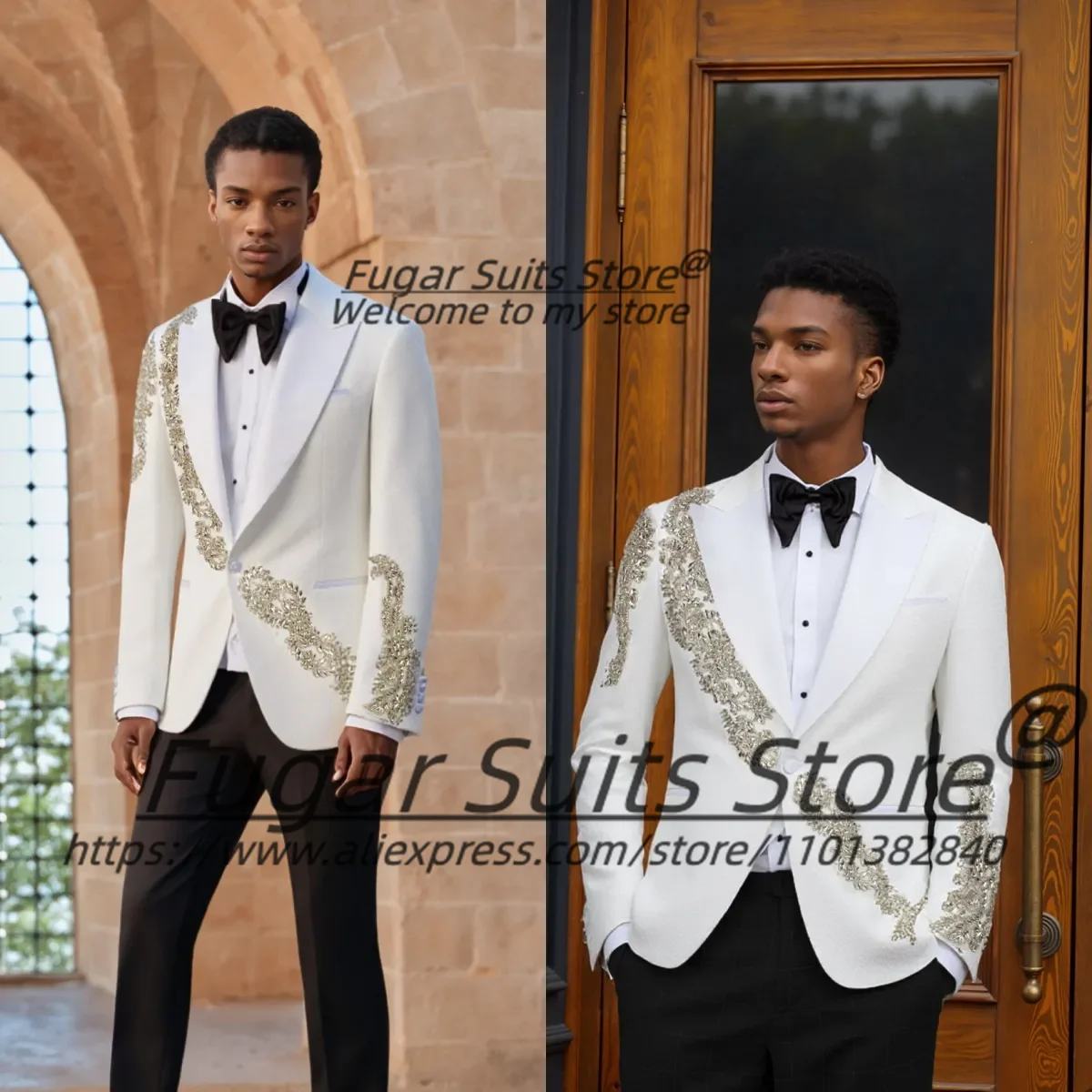 Customized Stylish Wedding Tuxedos Single Breasted Crystal Men Suit Peaked Lapel 2 Piece Set Jacket Pants Groom Business Blazers
Customized Stylish Wedding Tuxedos Single Breasted Crystal Men Suit Peaked Lapel 2 Piece Set Jacket Pants Groom Business Blazers