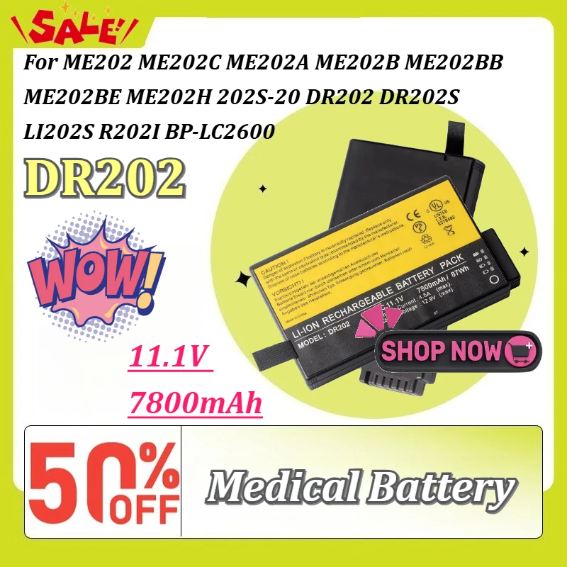 New DR202 11.1V 7800mAh Rechargeable Li-ion Replacement Battery for ME202 ME202C ME202A DR202S LI202S BP-LC2600 Medical Battery
New DR202 11.1V 7800mAh Rechargeable Li-ion Replacement Battery for ME202 ME202C ME202A DR202S LI202S BP-LC2600 Medical Battery