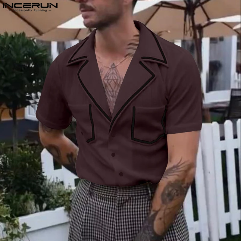 Men Shirt Patchwork Lapel Short Sleeve Pockets Summer Casual Men Clothing Streetwear 2025 Fashion Camisas Tops INCERUN Button
Men Shirt Patchwork Lapel Short Sleeve Pockets Summer Casual Men Clothing Streetwear 2025 Fashion Camisas Tops INCERUN Button