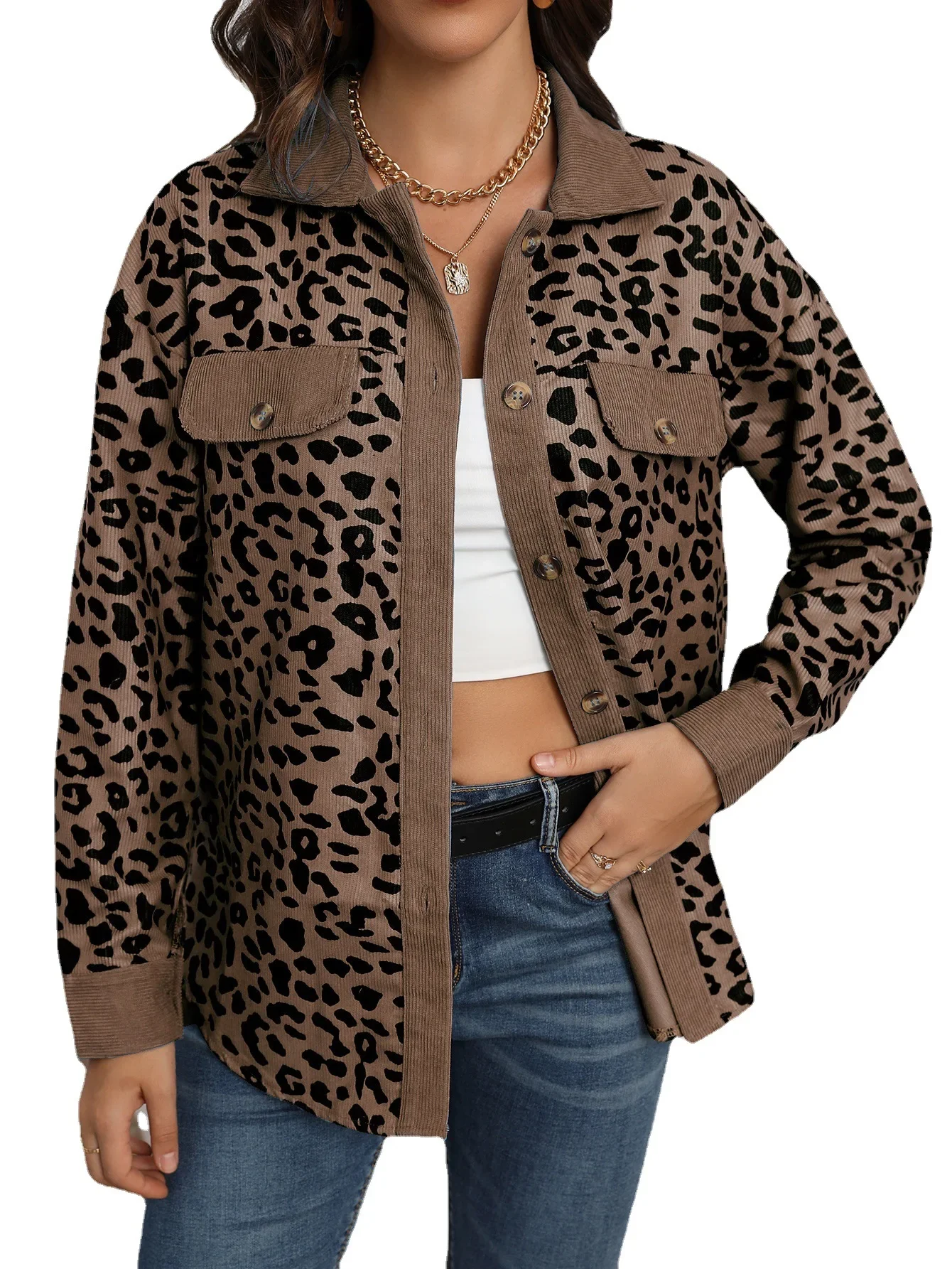 2025 New Autumn Leopard Jacket Women Corduroy Jacket Coat Women Overshirt Long Sleeve Winter Loose Shirt Jackets for Women
2025 New Autumn Leopard Jacket Women Corduroy Jacket Coat Women Overshirt Long Sleeve Winter Loose Shirt Jackets for Women