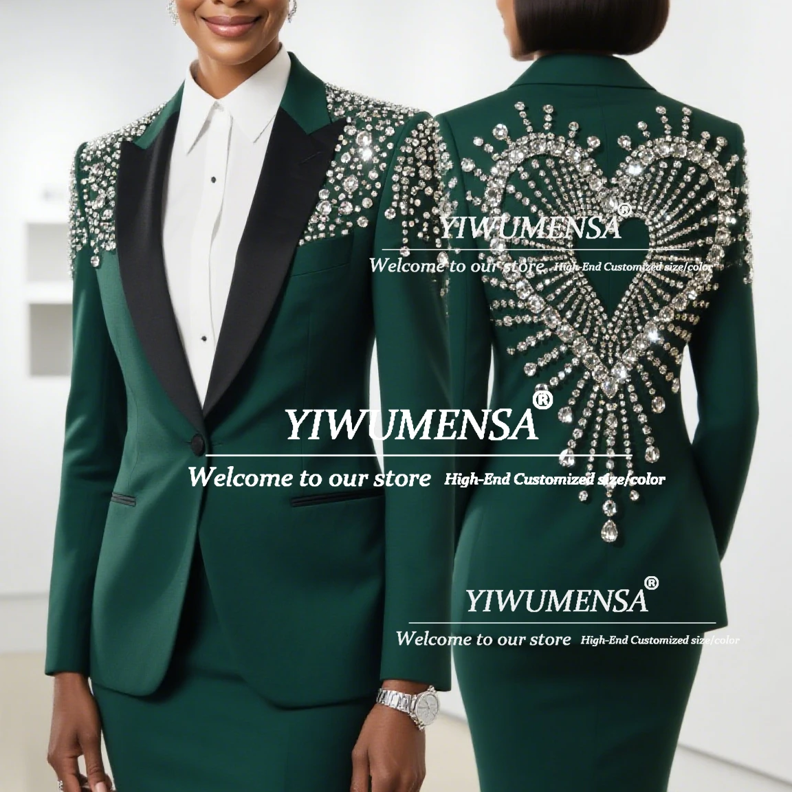 Luxury Beaded Stones Mother Of Bride Dress 2 Pieces Sets Single Breasted Jacket Skirt Customized Ladies Business Suits Women
Luxury Beaded Stones Mother Of Bride Dress 2 Pieces Sets Single Breasted Jacket Skirt Customized Ladies Business Suits Women