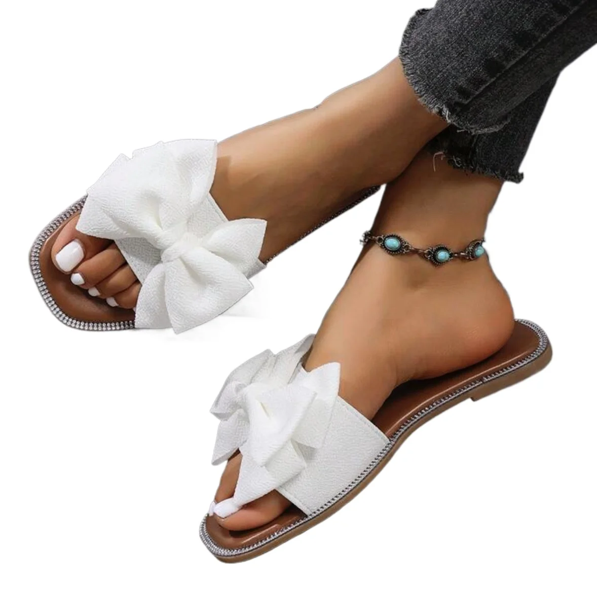 Роскошные летние тапочки с бантом, женские уличные трендовые пляжные сандалии на плоской подошве, женские шлепанцы, брендовый дизайн, женские шлепанцы
Роскошные летние тапочки с бантом, женские уличные трендовые пляжные сандалии на плоской подошве, женские шлепанцы, брендовый дизайн, женские шлепанцы