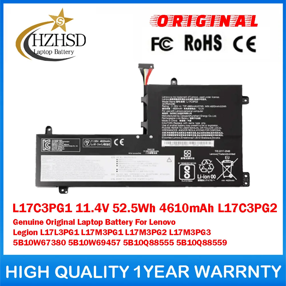 L17C3PG1 11.4V 52.5Wh 4610mAh L17C3PG2 L17L3PG1 L17M3PG1/2/3 Genuine Original Laptop Battery For Lenovo Legion 5B10W67380/W69457
L17C3PG1 11.4V 52.5Wh 4610mAh L17C3PG2 L17L3PG1 L17M3PG1/2/3 Genuine Original Laptop Battery For Lenovo Legion 5B10W67380/W69457