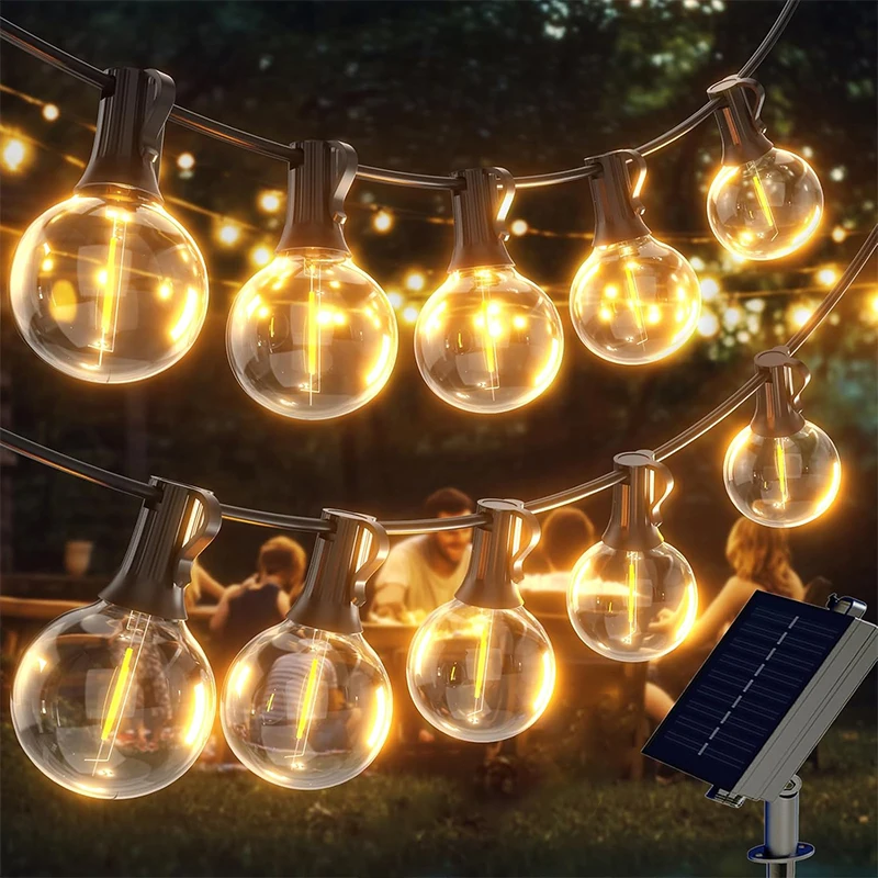 Outdoor Solar Fairy Lights, 10 m, 8 Modes, G40 Dimmable Bulbs Weatherproof, Waterproof for Balcony, Garden, Patio, Awning
Outdoor Solar Fairy Lights, 10 m, 8 Modes, G40 Dimmable Bulbs Weatherproof, Waterproof for Balcony, Garden, Patio, Awning