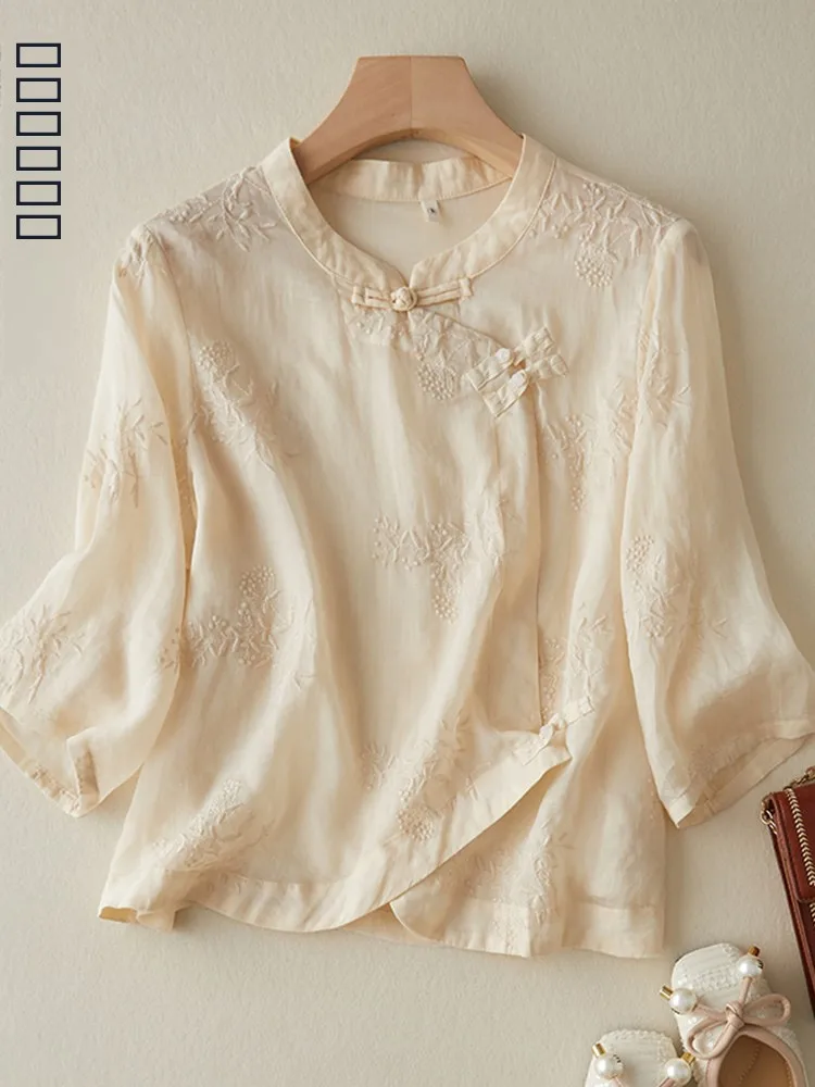 Retro Heavy Embroidery Cotton Linen ort Sve irt Women's New Chinese Sle National Trend Oblique Flap Button Cotton Li...
Retro Heavy Embroidery Cotton Linen ort Sve irt Women's New Chinese Sle National Trend Oblique Flap Button Cotton Li...