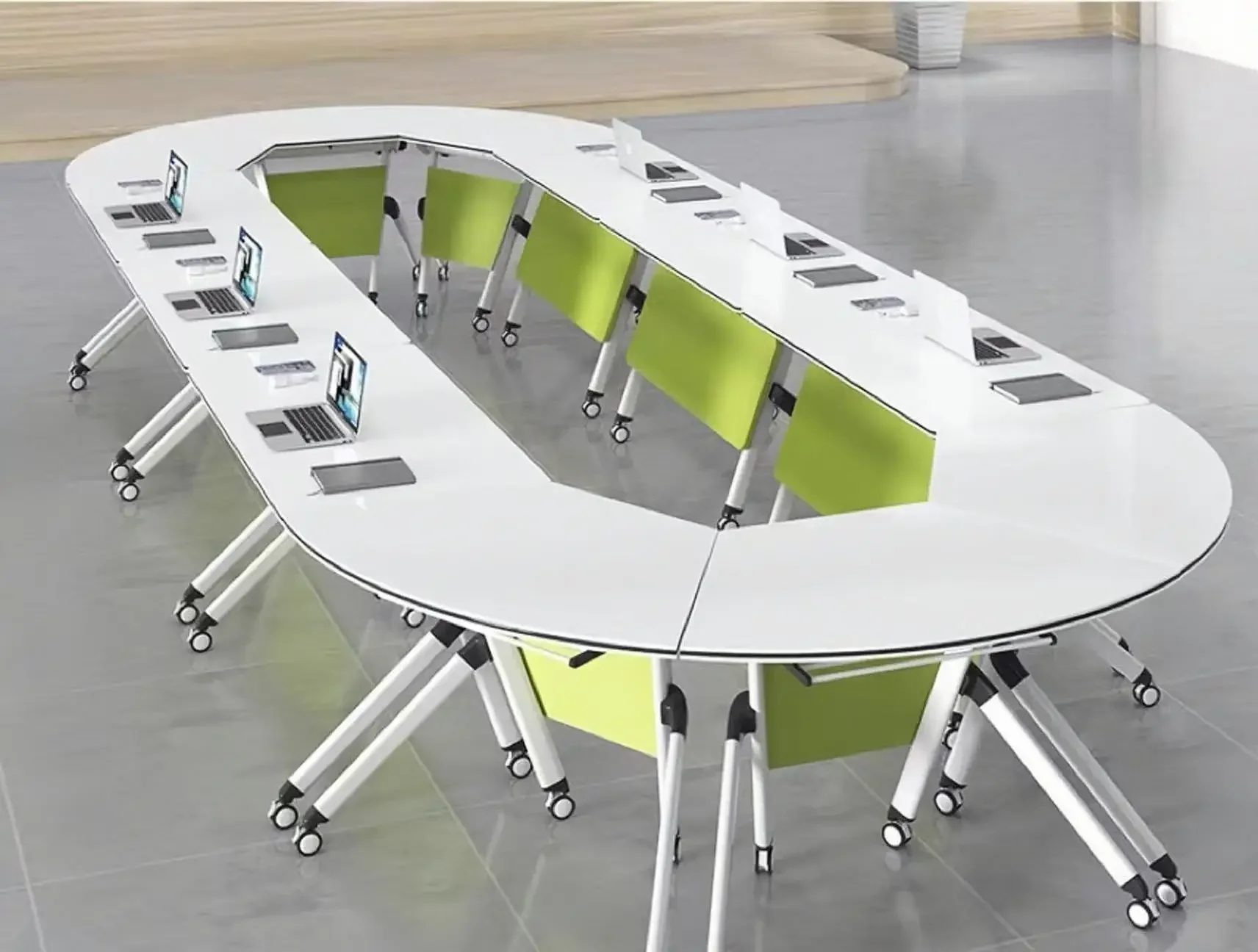 -Modern Folding Mobile Conference Table Education Institution Training Table and Chair Combination Can Be Freely Spliced
-Modern Folding Mobile Conference Table Education Institution Training Table and Chair Combination Can Be Freely Spliced