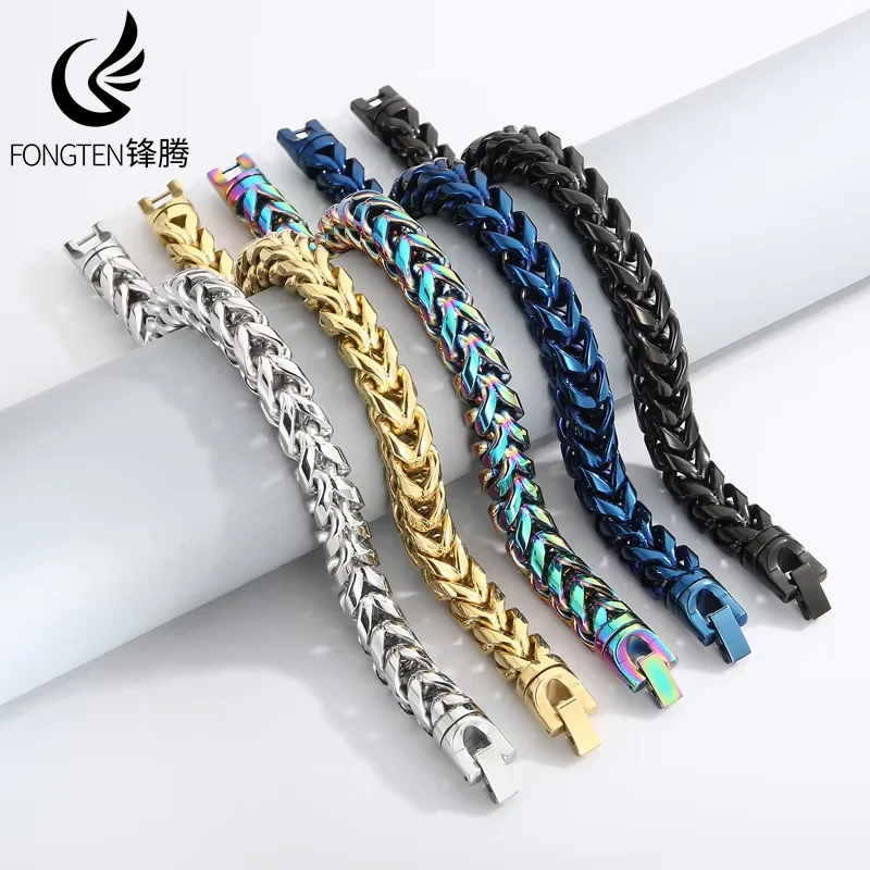 Fongten Vintage Box Chain Male Bracelet Stainless Steel Multiple Color Charm Bracelet For Men Wristband Hip Hop Jewelry
Fongten Vintage Box Chain Male Bracelet Stainless Steel Multiple Color Charm Bracelet For Men Wristband Hip Hop Jewelry
