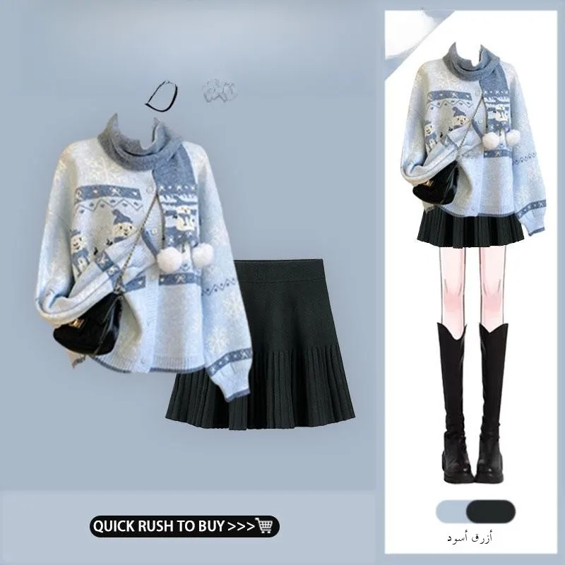 Christmas Soft Plush Sweater Women's Autumn Winter New Knitted Cardigan High Waist Pleated Woolen Skirt Set Fashionable ...
Christmas Soft Plush Sweater Women's Autumn Winter New Knitted Cardigan High Waist Pleated Woolen Skirt Set Fashionable ...