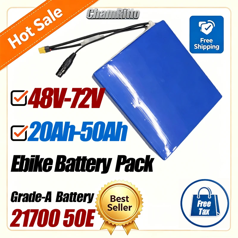 Electric Bicycle chamrider 48V 52V 60v 72V 20ah 30ah 40ah 50ah 21700 Battery ebike Scooter Motorcycle 2000W Lithium Battery Pack
Electric Bicycle chamrider 48V 52V 60v 72V 20ah 30ah 40ah 50ah 21700 Battery ebike Scooter Motorcycle 2000W Lithium Battery Pack