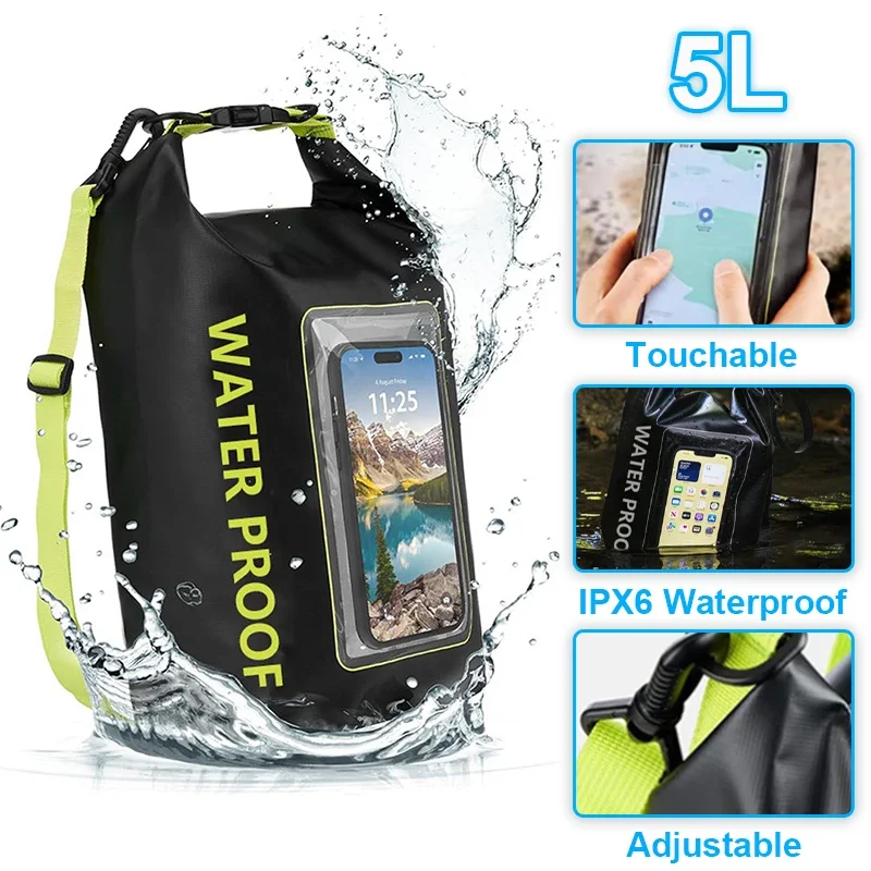 5L Waterproof PVC Dry Bag Touch Screen Waterproof Bags Swimming Diving Shoulder Pouch Outdoor Sports Bags Camping Equipment
5L Waterproof PVC Dry Bag Touch Screen Waterproof Bags Swimming Diving Shoulder Pouch Outdoor Sports Bags Camping Equipment