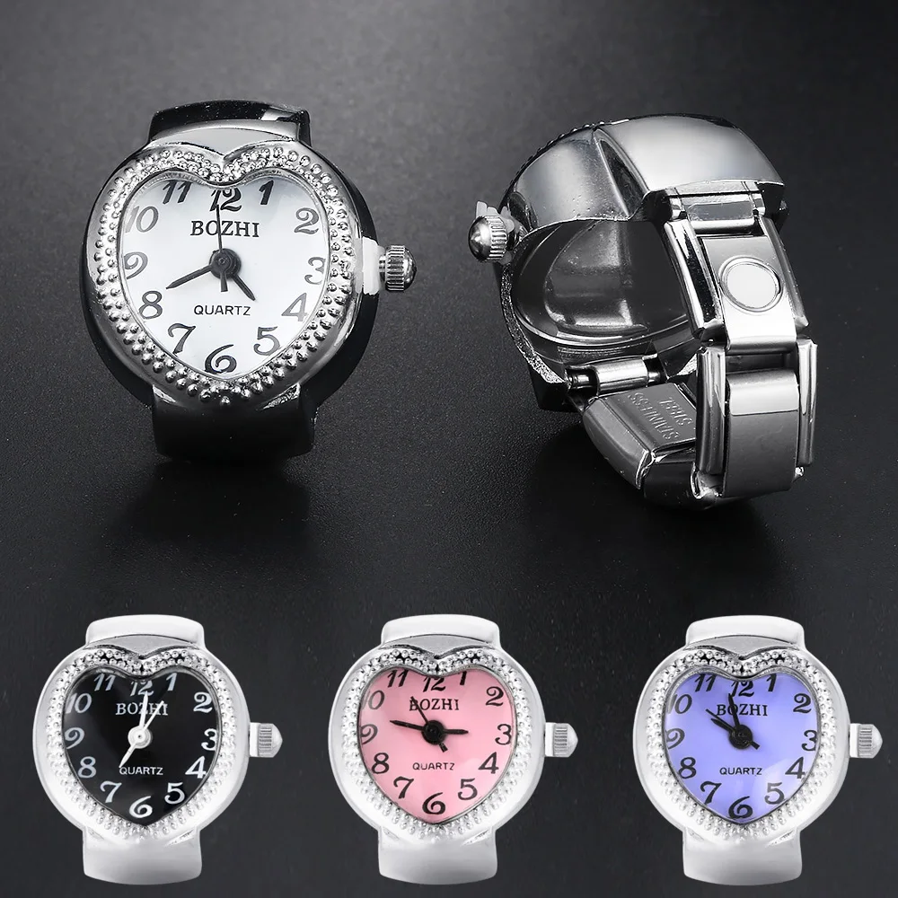 Cute Heart Finger Watch Stainless Steel Italian Charm Link Rings Clock Roman Quartz Watch Rings Jewelry for Women Ladies Gift
Cute Heart Finger Watch Stainless Steel Italian Charm Link Rings Clock Roman Quartz Watch Rings Jewelry for Women Ladies Gift