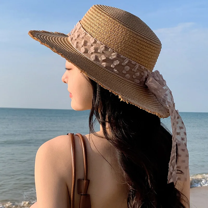 Summer Women's Sun Hat Wide Brim Medallion Woven Hat with Bow Decoration Polyester Beach Outdoor Hat
Summer Women's Sun Hat Wide Brim Medallion Woven Hat with Bow Decoration Polyester Beach Outdoor Hat
