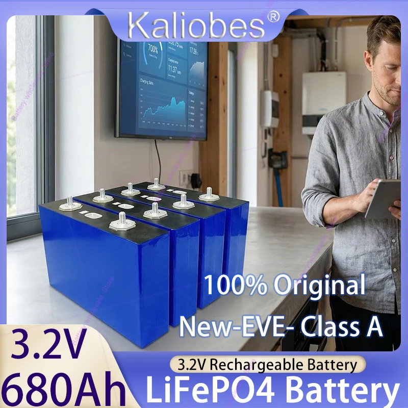 New 10000 Cycles 3.2V LiFePO4 Battery 680Ah Grade A LFP Cell Batterie DIY 12V 24V 48V For RV EV Camping Solar Batteries Pack Van
New 10000 Cycles 3.2V LiFePO4 Battery 680Ah Grade A LFP Cell Batterie DIY 12V 24V 48V For RV EV Camping Solar Batteries Pack Van
