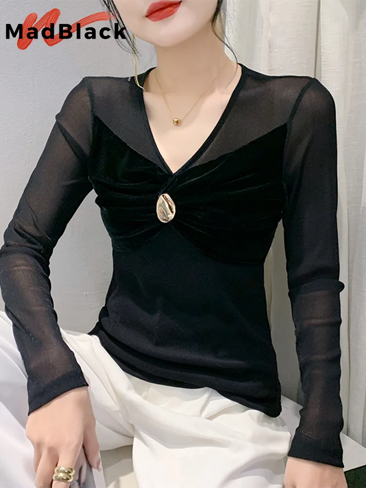 MadBlack European Clothes Tshirt Women V Necks Patchwork Slim Velour Tops Long Sleeve Tees New Autumn Winter 2023 T39502JM
MadBlack European Clothes Tshirt Women V Necks Patchwork Slim Velour Tops Long Sleeve Tees New Autumn Winter 2023 T39502JM