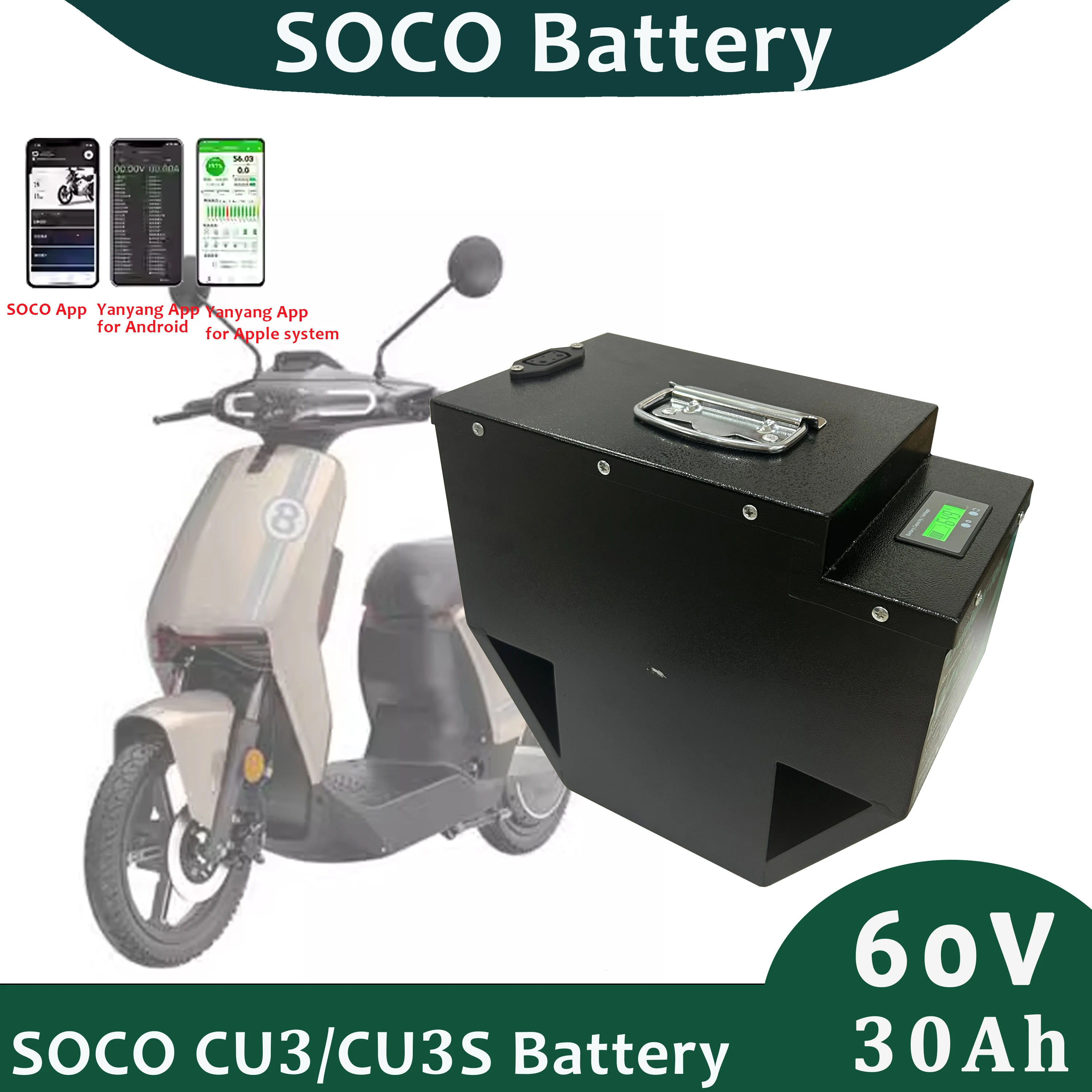 Оригинальный сменный литий-ионный аккумулятор Super SOCO 60 В 30 Ач для мотоцикла CU с зарядным устройством 5 А
Оригинальный сменный литий-ионный аккумулятор Super SOCO 60 В 30 Ач для мотоцикла CU с зарядным устройством 5 А