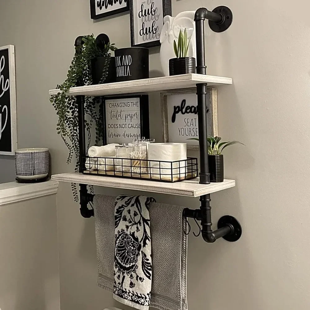 Bathroom Cabinet, 2 Tier Bathroom Organizer, Water Metal Pipe Design & Real Wood, Multi-functional Widely Used, Toilet Organizer
Bathroom Cabinet, 2 Tier Bathroom Organizer, Water Metal Pipe Design & Real Wood, Multi-functional Widely Used, Toilet Organizer