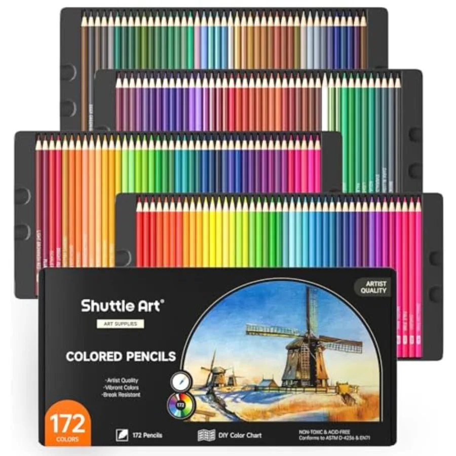 172 Colored Pencils for Adult Coloring Books, Soft Core Color Pencil Set for Artist Drawing Sketching Crafting
172 Colored Pencils for Adult Coloring Books, Soft Core Color Pencil Set for Artist Drawing Sketching Crafting