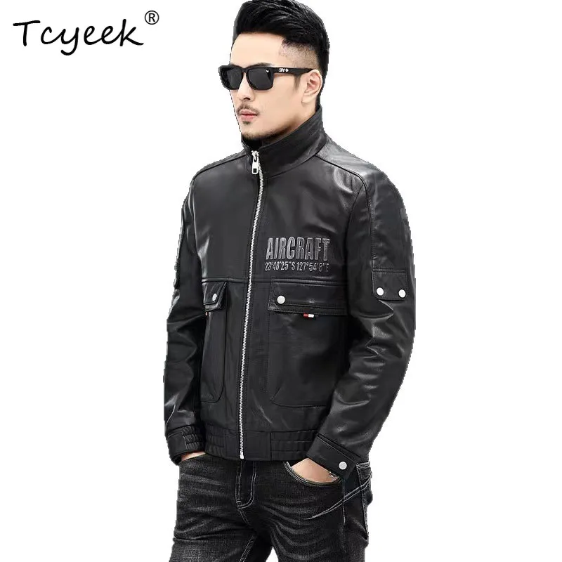 Tcyeek Real Leather Jacket Men Clothing Spring Autumn Mens Coats Top Layer Cowhide Motocycle Coat Zipper Trendy Jaqueta De Couro
Tcyeek Real Leather Jacket Men Clothing Spring Autumn Mens Coats Top Layer Cowhide Motocycle Coat Zipper Trendy Jaqueta De Couro