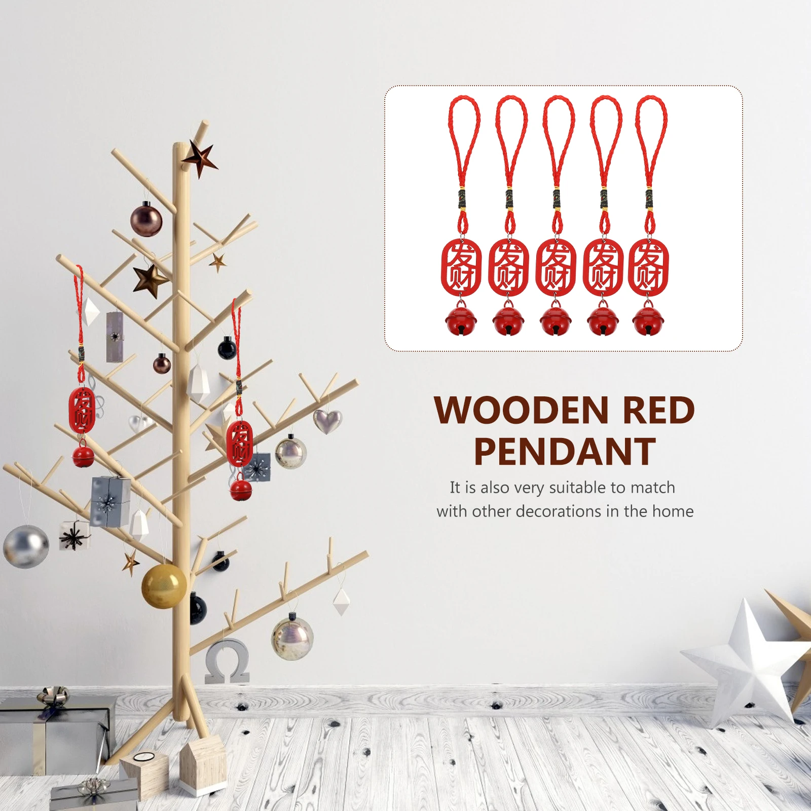 5Pcs Chinese Wood Bells Red Hanging Ornaments Mini Pendants Spring Festival Home Decoration Auspicious Pendant 
5Pcs Chinese Wood Bells Red Hanging Ornaments Mini Pendants Spring Festival Home Decoration Auspicious Pendant