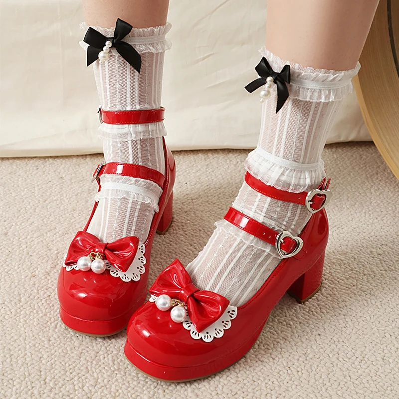 2025 Women's Block Heels Ankle Strap Mary Janes Pumps Party Wedding Red Pink Black Sweet Bow Princess Cosplay Lolita Shoes 34-48
2025 Women's Block Heels Ankle Strap Mary Janes Pumps Party Wedding Red Pink Black Sweet Bow Princess Cosplay Lolita Shoes 34-48